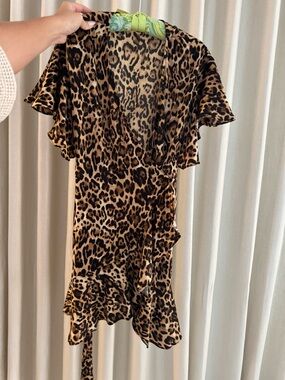 Leopard Print Wrap Dress - Brown & Black
